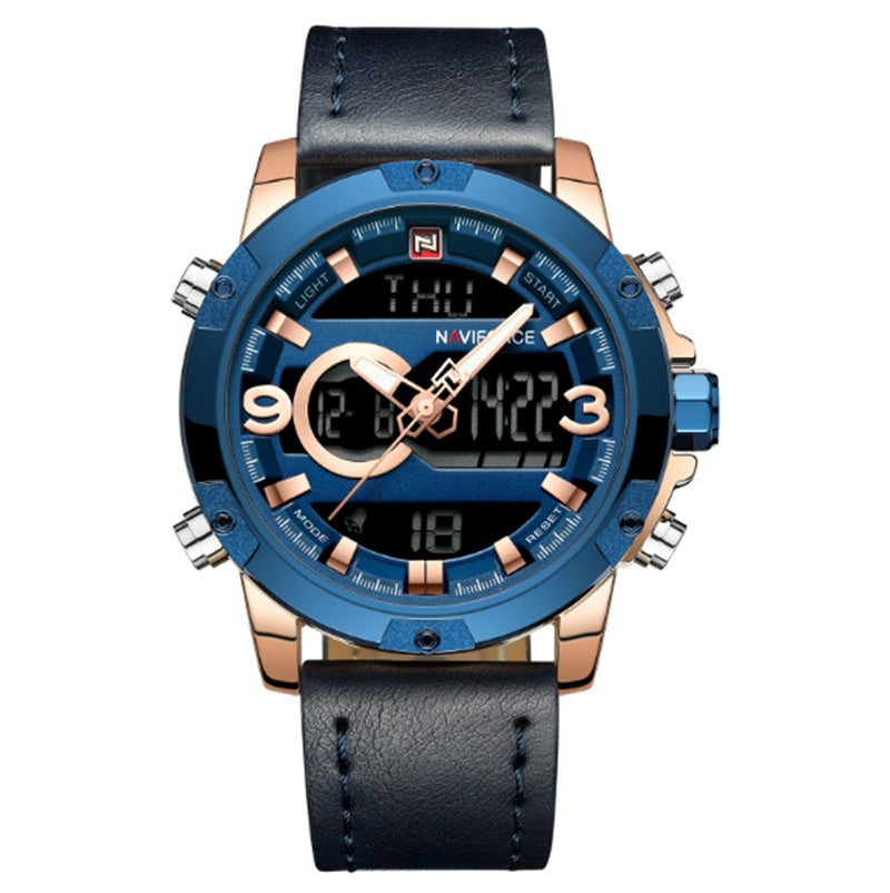 Men's Leather Digital Army Military Watch - adorables