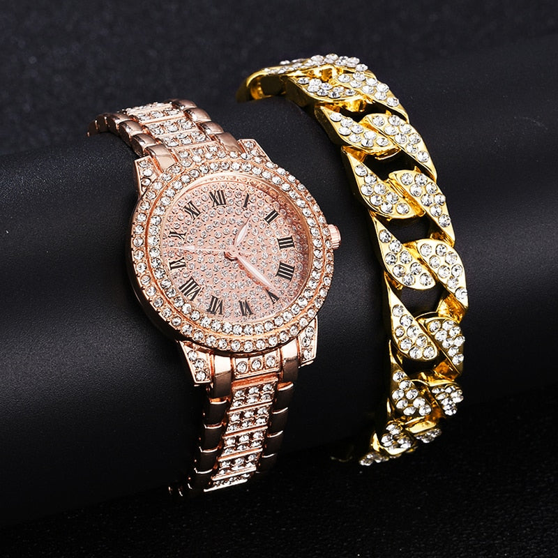 Diamond Women Watches Gold Watch - adorables
