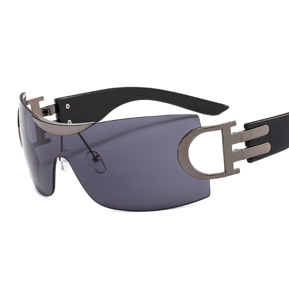 New Fashon Punk Sports Sunglasses For Women Men Rimless Luxury Brand Designer Y2k Sun Glasses UV400 Goggles Vintage Eyewear - adorables