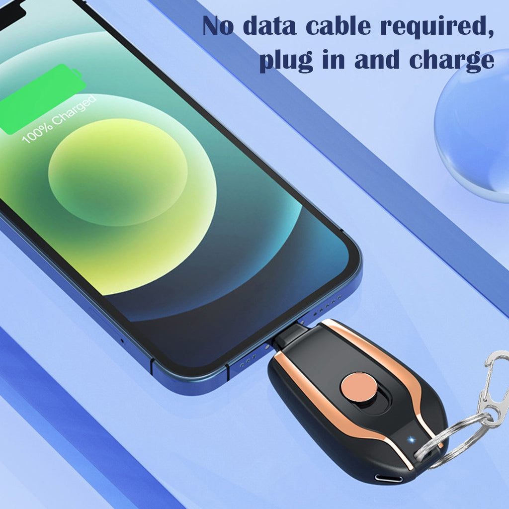 New Keychain Portable Charger Compatible with Android 1500mAh Durable Key Chain Phone Charger Type-C Mini Power Emergency - adorables