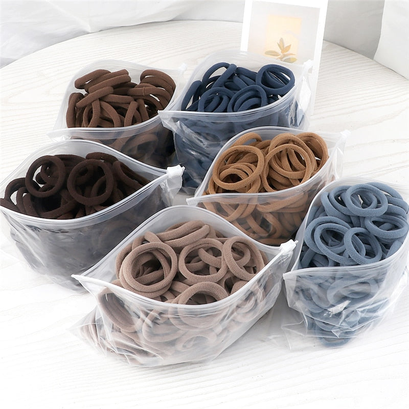 50PCS/Set Women Girls Basic Hair Bands 4cm Simple Solid Colors Elastic Headband Hair Ropes Ties Hair Accessories Ponytail Holder - adorables