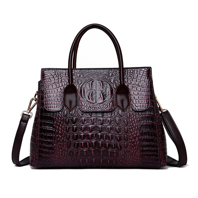 Women Handbag Genuine Leather Women Crocodile Luxury Handbags Women Bags Designer Crossbody Bags Female Retro Tote Handbags - adorables