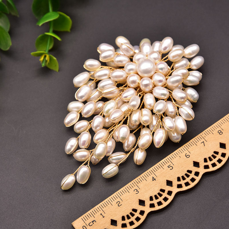 Natural Pearl Brooch Female European And American Retro Pure Hand-woven Pearl Brooch - adorables